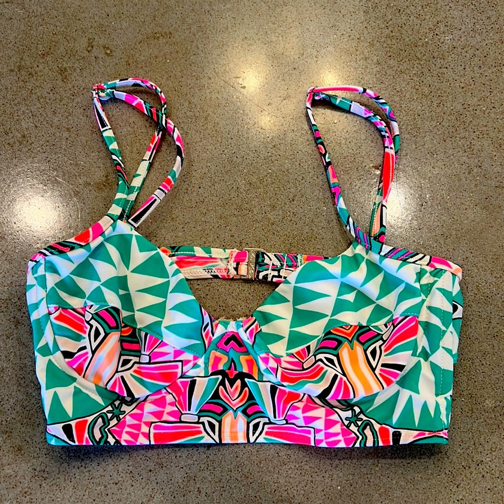 Mara Hoffman Multicolor Geometric Bikini Top - Teal, Pink, Orange